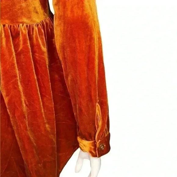 Umgee velvet button down swing hem shirt/dress Top Burnt Orange size M. - Picture 3 of 13